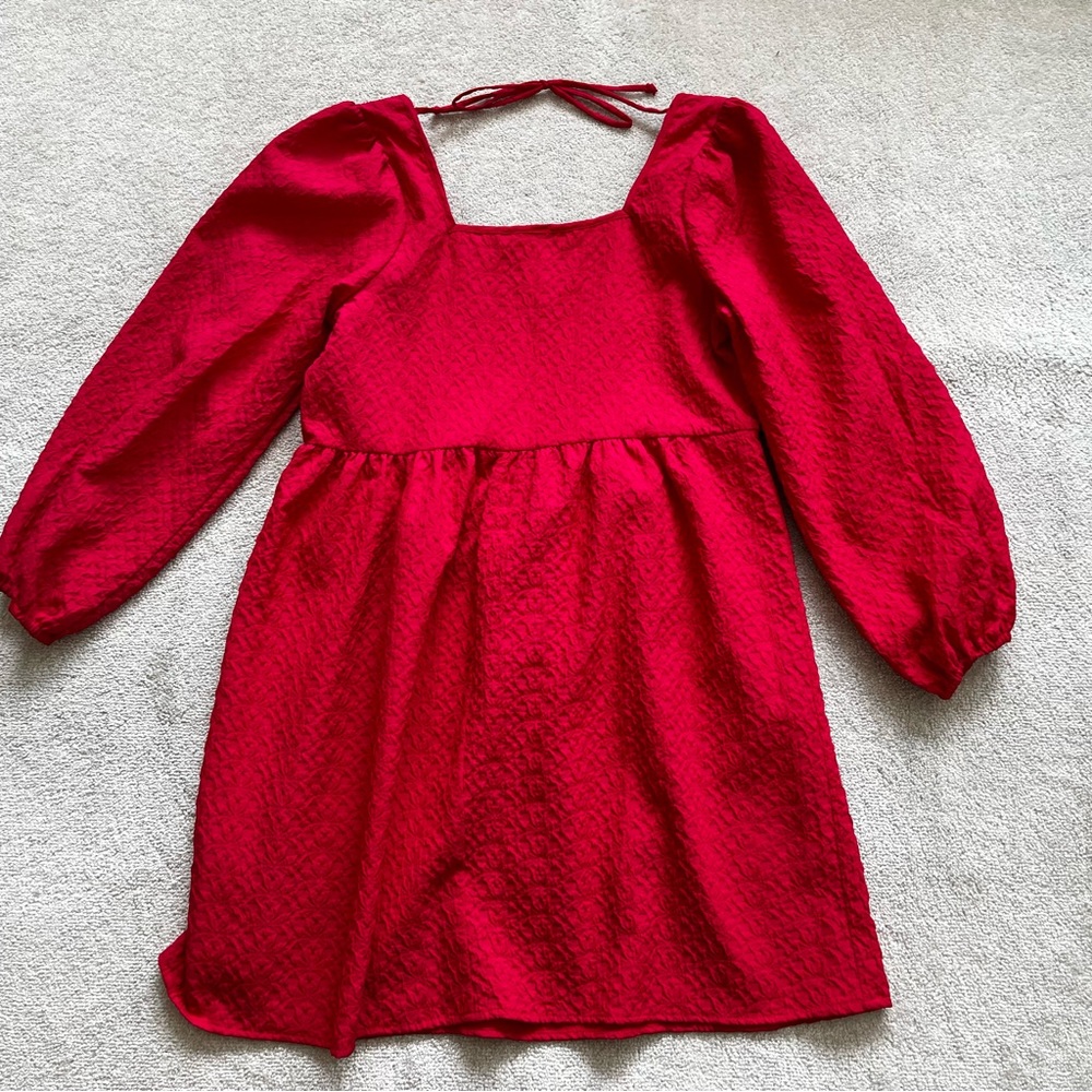 AMADI Esther Square Neckline Red Mini Dress Size Small Trendy Pretty Dainty - Picture 4 of 12